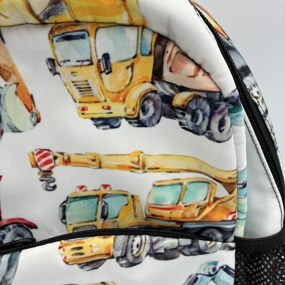 Kids Construction Vehicle Backpack Watercolor Trucks Preschool Bag Reflective